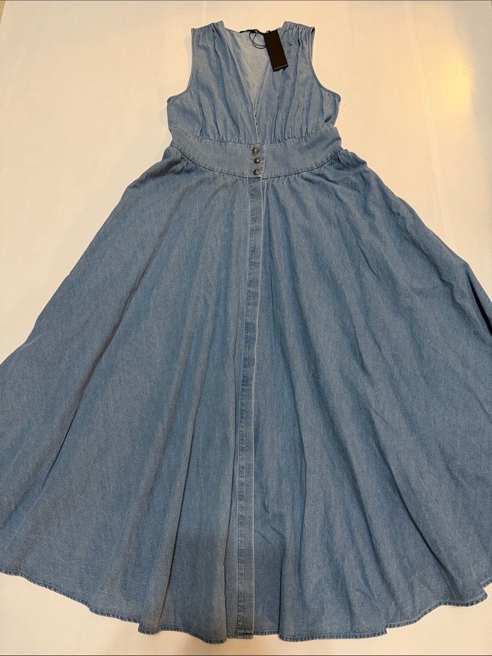 Kobi Halperin Ella Dress Light Indigo Denim V-Neck Sleeveless Dress S NWT